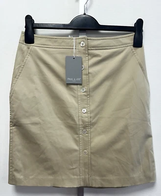 NUEVO Paul & Joe Paris UK8 Fr36 US4 beige botón forrado línea A falda Risoto Foto 1 de 4