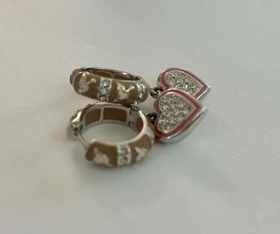 Lauren G Adams Vintage Pequeños Aros Cerámica Rosa con Corazón Cuelga Foto 1 de 4