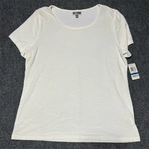 NWT JM Collection Women's XL White Short Sleeve Textured T-Shirt Casual - Picture 1 of 6