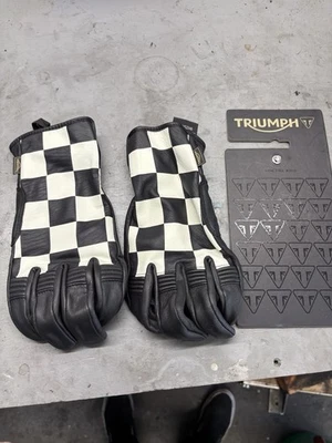 Guantes Triumph Checkerboard para hombre talla Lg/10 negro blanco MGVS2348-L Foto 1 de 4