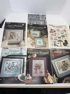 Lot Of 7 Cross Stitch Pattern Leisure Arts Leaflets Victorian Paula Vaughan - Picture 1 of 9