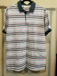 Linksoul Camicia Uomo Grande Tempus Fugit Righe Golf Polo Morbida Lusso Cotone - Foto 1 di 5
