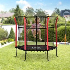 Trampoline for Kids with Net for Indoor/Outdoor Use, Red - Picture 1 of 11