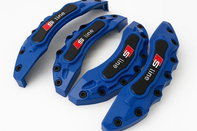 4x Blue Brake Caliper Covers Sport Upgrade For Audi A1 A3 A4 A5 A6 Q3 Q5 S-Line - Image 1 of 4