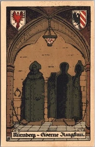 Tarjeta postal c1900 NUREMBERG, Alemania "NURNBERG - EISERNE JUNGFRAU" Iron Maiden - Imagen 1 de 2