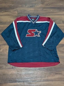 Vintage Starter Jersey Hockey Size XXL Blue Red Start Hockey Embroidered Logo - Picture 1 of 9