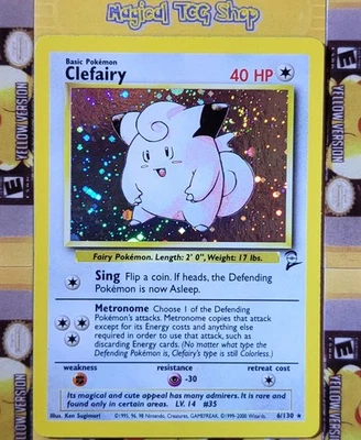 Pokemon Clefairy Base Set 2 Holo Rare 6/130 Holo Swirl WOTC 2000 - Image 1 of 4