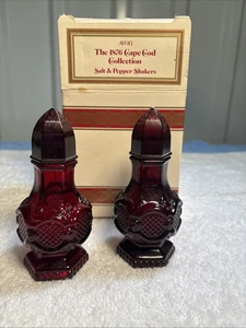 Vtg Avon  Cape Cod Ruby Red Collection Salt & Pepper Shakers Set . 4.5 ". marked - Picture 1 of 4