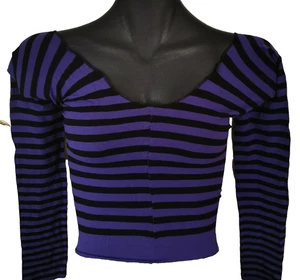 Medias góticas a rayas púrpura oscuro de la década de 1990 Top Bruja Grunge Gótico antiguo Nancy Halloween - Imagen 1 de 6