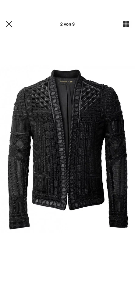Balmain X H&M Velvet Black Embroidered Jacket RARE Limeted Edition - Bild 1 von 4