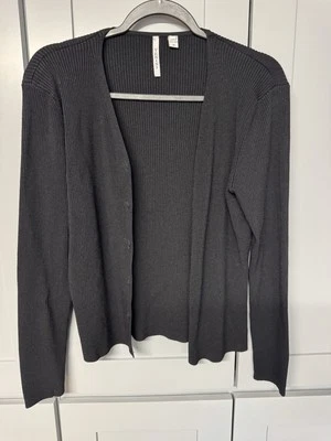 Venini  Cardigan Sweater Black Button Down Ribbed Classic Fit Rayon Blend Career - Image 1 of 4