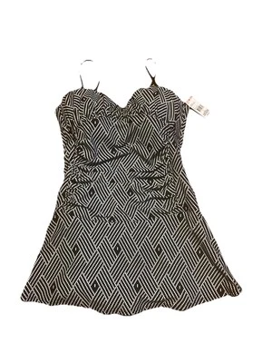 NWT Tropical Escape One Piece Swimsuit Swimdress Women Size 8 Black White Padded - Image 1 of 4