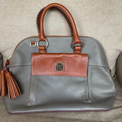 Dooney & Bourke Aubrey Satchel Purse Bag Elephant Gray - Missing Shoulder Strap - Image 1 of 4
