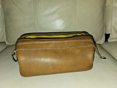 Bolsa de artículos de tocador vintage Bosca Utili-Kit de cuero con cremallera HBA forrada de plástico Foto 1 de 4