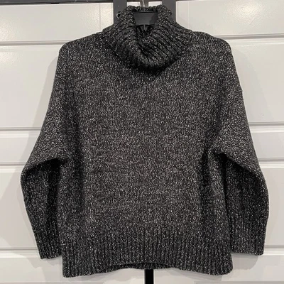 Suéter tejido cuello alto de gran tamaño para mujer H&M negro/blanco talla M Foto 1 de 4