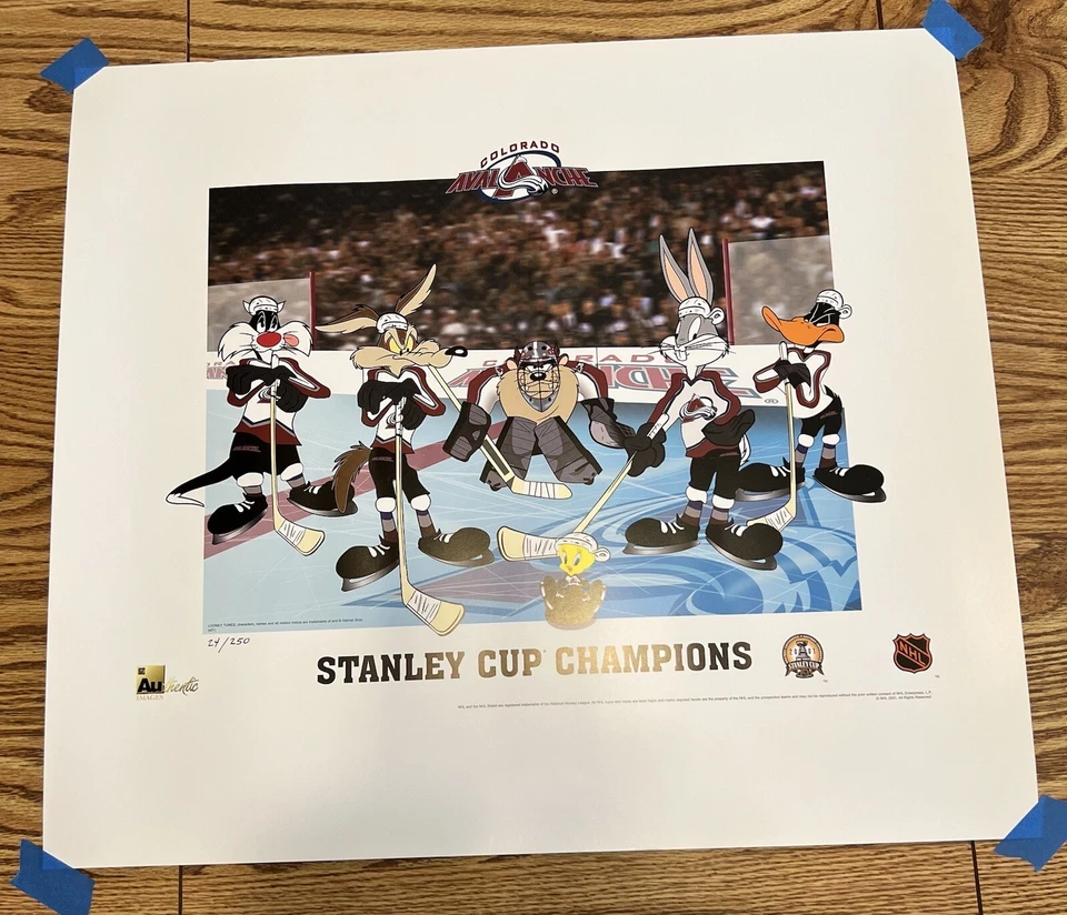 Colorado Avalanche 2001 Stanley Cup Looney Toons impresión litográfica 24/250 Foto 1 de 4