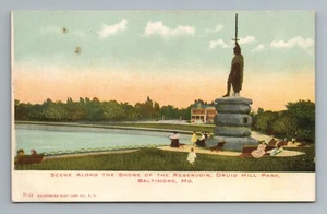 Statua Druid Hill Park Baltimora Maryland cartolina d'epoca - Foto 1 di 2