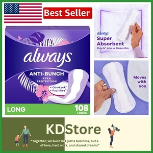 Always Xtra Protection Daily Liners, Long Unscented, Anti-Bunch, 108 Count _ USA - Bild 1 von 9