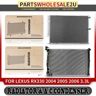 2x Aluminum Radiator & AC Condenser Cooling Kit for Lexus RX330 2004-2006 3.3L - Image 1 of 4