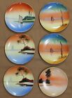 Lot Of 6 Vintage Mieto Japan Hand Painted Plates W/Gold Trim