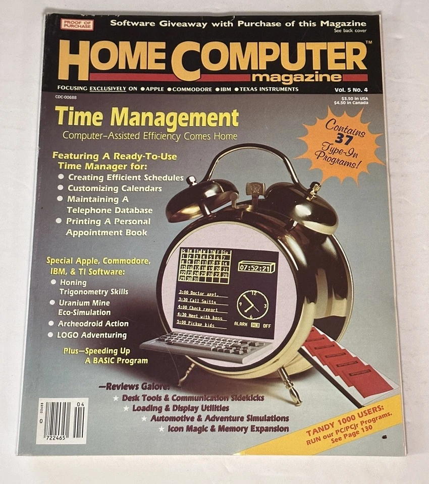 VTG Home Computer Magazine Vol. 5 Number 4 Apple Commodore IBM TI BASIC Tandy - Image 1 of 4