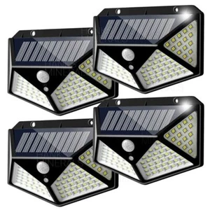 4x 100 LED Solar Power Wall Light Outdoor PIR Motion Sensor Security Garden Lamp - Picture 1 of 12