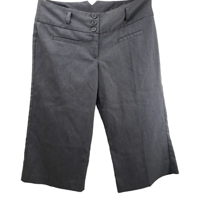 Pantalones capri Tracy Evans Limited talla 9 gris vestido pantalones 3 botones delanteros  Foto 1 de 4