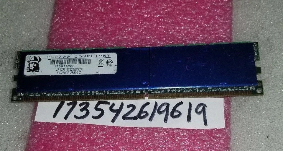 VR4CR127224ECKS3 VIKING 4GB DDR SDRAM PC-2700 ECC CL2.5 184-PIN DIMM MEMORY - Image 1 of 1