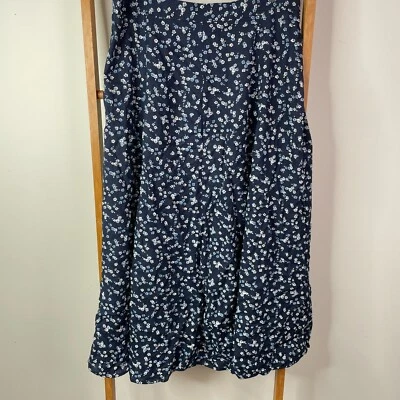 Dotti Maxi Skirt Womens 6 Navy Blue Floral Linen Blend Lightweight Casual Boho Foto 1 de 4