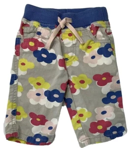 Baby Boden Girls 0-3 Months Gray Floral Pull-on Pants with Blue Ribbed Waist - Picture 1 of 6