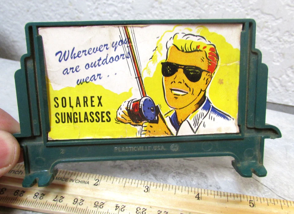 vintage model train railroad plastic bill board w cardboard advertisement - Image 1 of 4