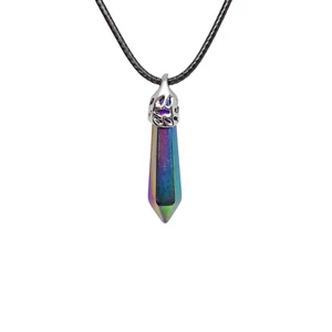 USA Verkäufer Sechseck Säule Turmalin reflektieren Halskette Achat Heilstein Chakra - Bild 1 von 14