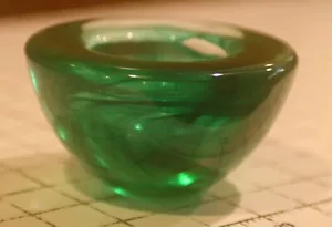 Kosta Boda Atoll Anna Ehrner 4" Green Swirl Votive Candle Holder Art Glass w/tag - Picture 1 of 7