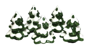 Fitz and Floyd Christmas Trees Green with Snow 3.5" Ceramic Japan Set 5 - Picture 1 of 5