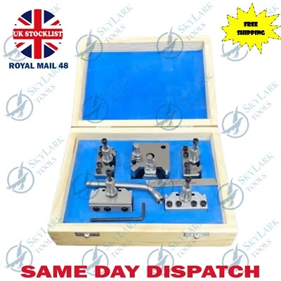 SKYLARK QUICK CHANGE TOOLPOST T37 FITS LATHE SUPER 7 ML7 BLUE WOODEN BOX 5PC SET