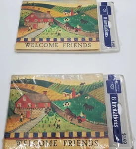 Tarjetas de colección Ambassador Hallmark "Welcome Friends" invitaciones, escena de granja 2 paquetes - Imagen 1 de 4