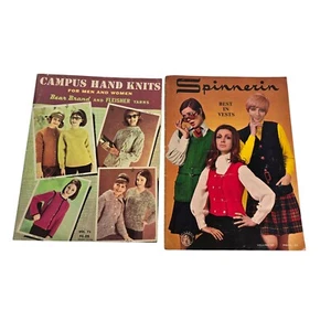 Vintage Sweater Knitting Books Patterns Campus Hand Knits Spinnerin Vests 1960s - Picture 1 of 24