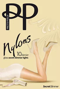 Pretty Polly Nylons Secret Slimmer 10 Denier glänzende Strumpfhosen mittel Kontrolle Top - Bild 1 von 4
