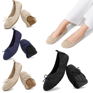 Women Foldable Knit Ballet Flats Round Toe Dressy Daily Office Work Dress Shoes - Picture 1 of 26