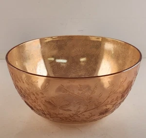 Jeanette Floral Marigold Iridescent Salad Bowl Carnival Vintage 9½" Across - Picture 1 of 8