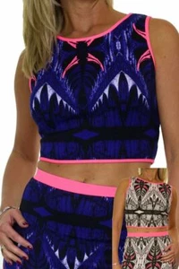 Womens Casual Neon Fitted Crop Top Sleeveless Stretch Athleisure Wear 6-14 - Picture 1 of 10