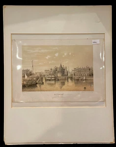 Antique Sepia Print W Hekking Jr Amsterdam Buitenkant Weepers Tower Matted - Picture 1 of 11