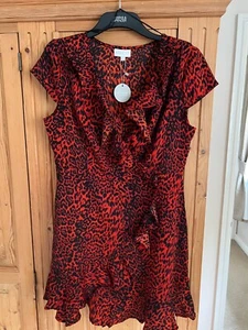 Apricot Brand Red/Black Animal print dress size 14 BNWT - Picture 1 of 8