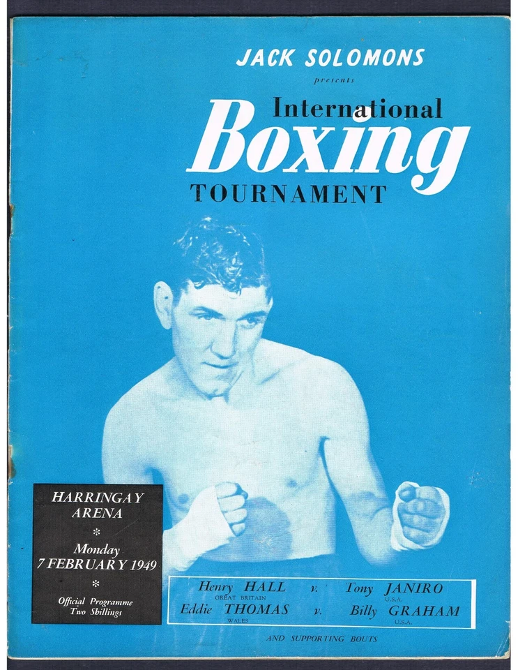 RARE 1949 Tony Janiro Billy Graham Monaghan Famechon Don Cockell boxing program - Image 1 of 1