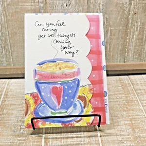 Leanin Tree Get Well Greeting Card Coffee Cup Tea Pink Red Art From The Heart - Picture 1 of 11