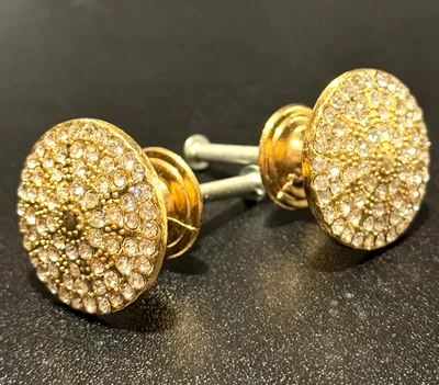 2 perillas de cajón de armarios barrocos facetados con estrás de oro ornamentado Foto 1 de 4