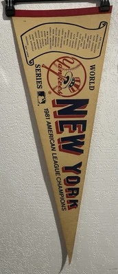Banderín vintage de los Yankees de Nueva York Serie Mundial de la Liga Americana 1981 29x12 pulgadas Foto 1 de 4