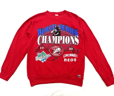 Vintage Cincinnati Reds 1990 World Series Crew Neck Sweater Medium Made in USA - Image 1 of 4