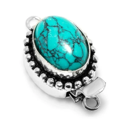 2 Pcs Turquoise Box Clasp 1 Strand Antique Silver Plated - Image 1 of 3
