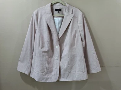 Talbots Seersucker Blazer Womens 22WP Red White Striped Single Breasted New - Image 1 of 4